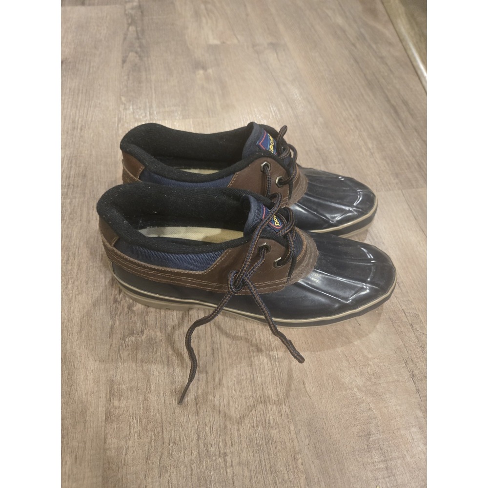 Vintage SPORTO Women's Sz 8 Duck Shoes/Boots Navy/Tan W/ Thermolite Insulation
